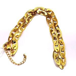 Gold oval chain link collar necklace